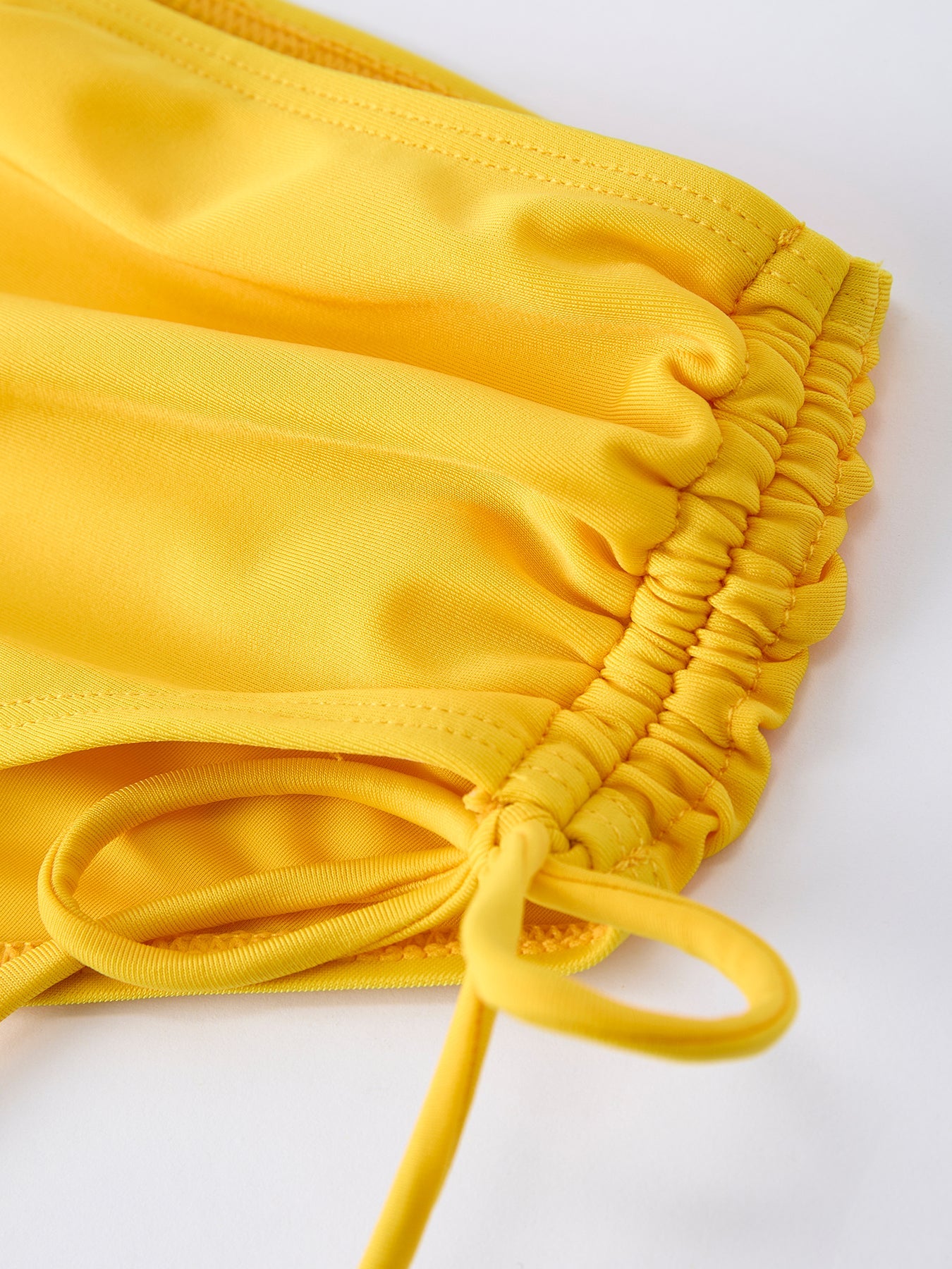 Summer Yellow Floral Print Girls Long Sleeve Swim Set