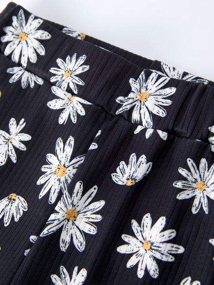 Girls' Spring Daisy Set Ruched Tie Sleeve