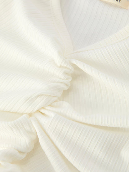 Girls' Spring Daisy Set Ruched Tie Sleeve