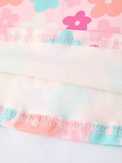 Girl Colorful Floral Short Sleeve Dress