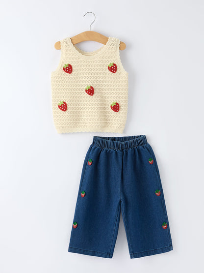 Spring Strawberry Baby Girl Set