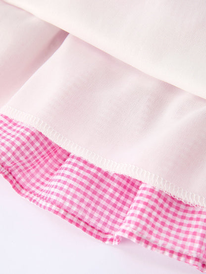 Colorblock Gingham Girls Ruffle Dress