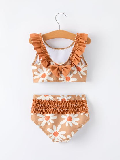 Daisy Floral Girls Ruffle Two Piece Swimsuit