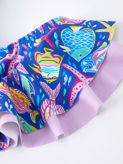 Ocean Fish Print Girls Two Piece Swimsuit