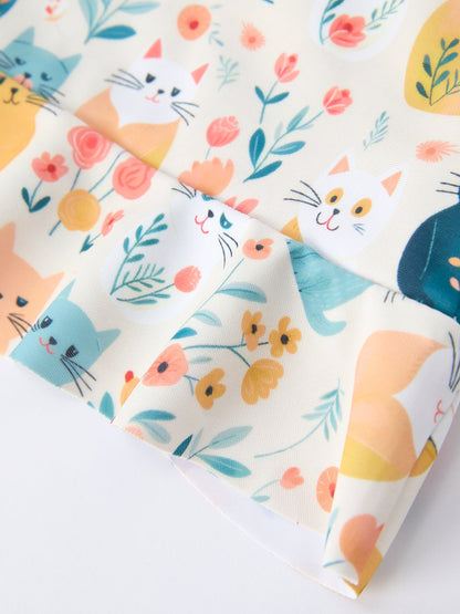 Summer Cat Print Girls Two Piece Swimsuit