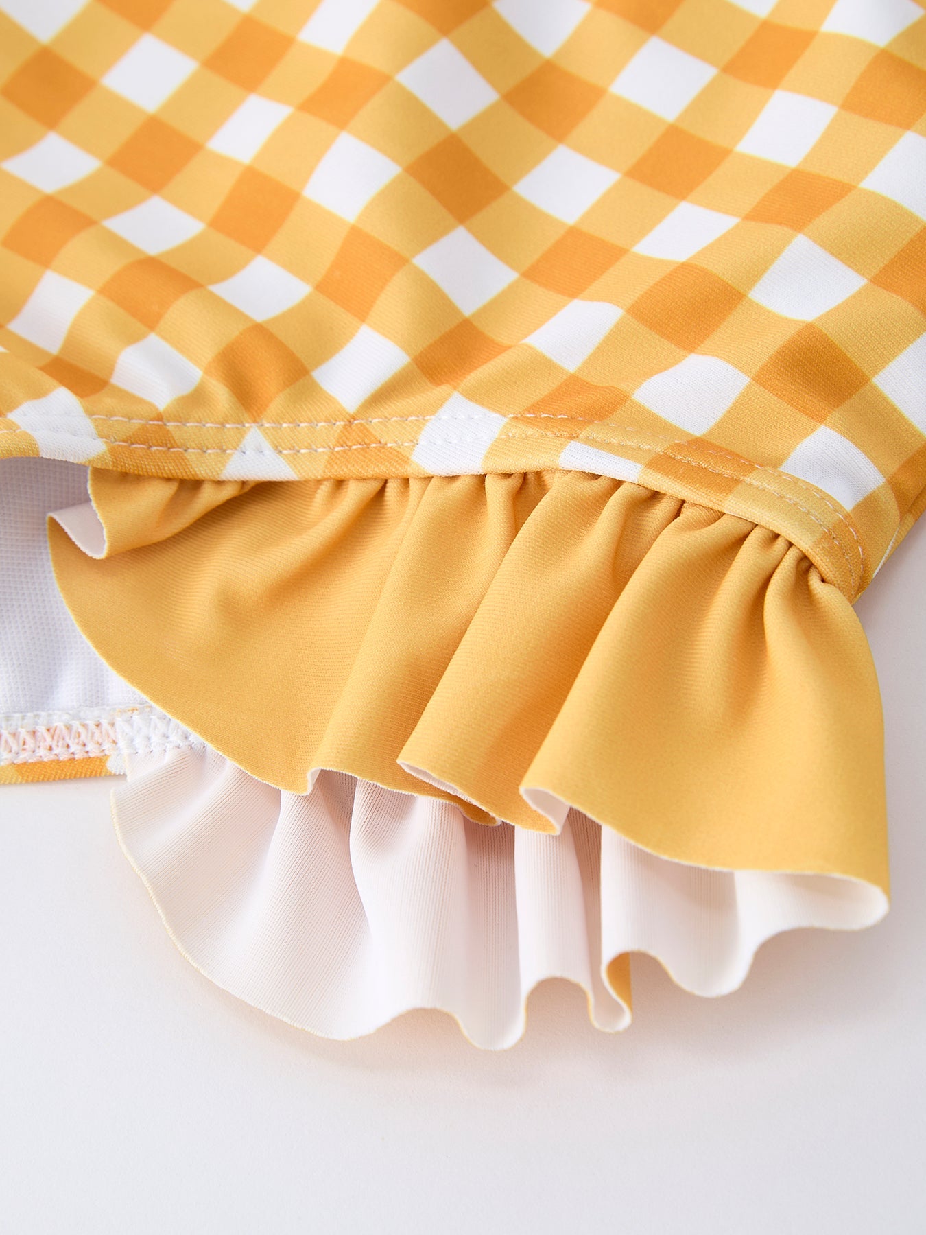 Summer Sunflower Plaid Girls Two Piece Swimsuit