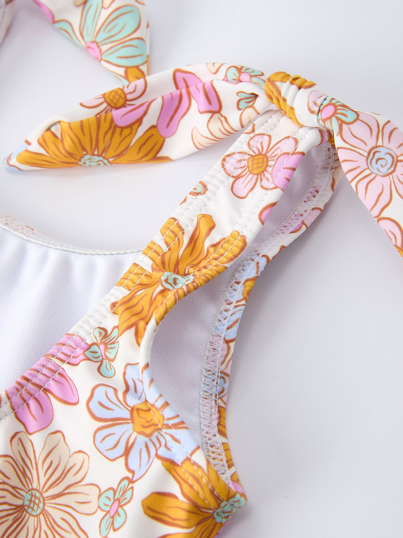 Floral Print Girls Ruffle Leg One Piece Swimsuit