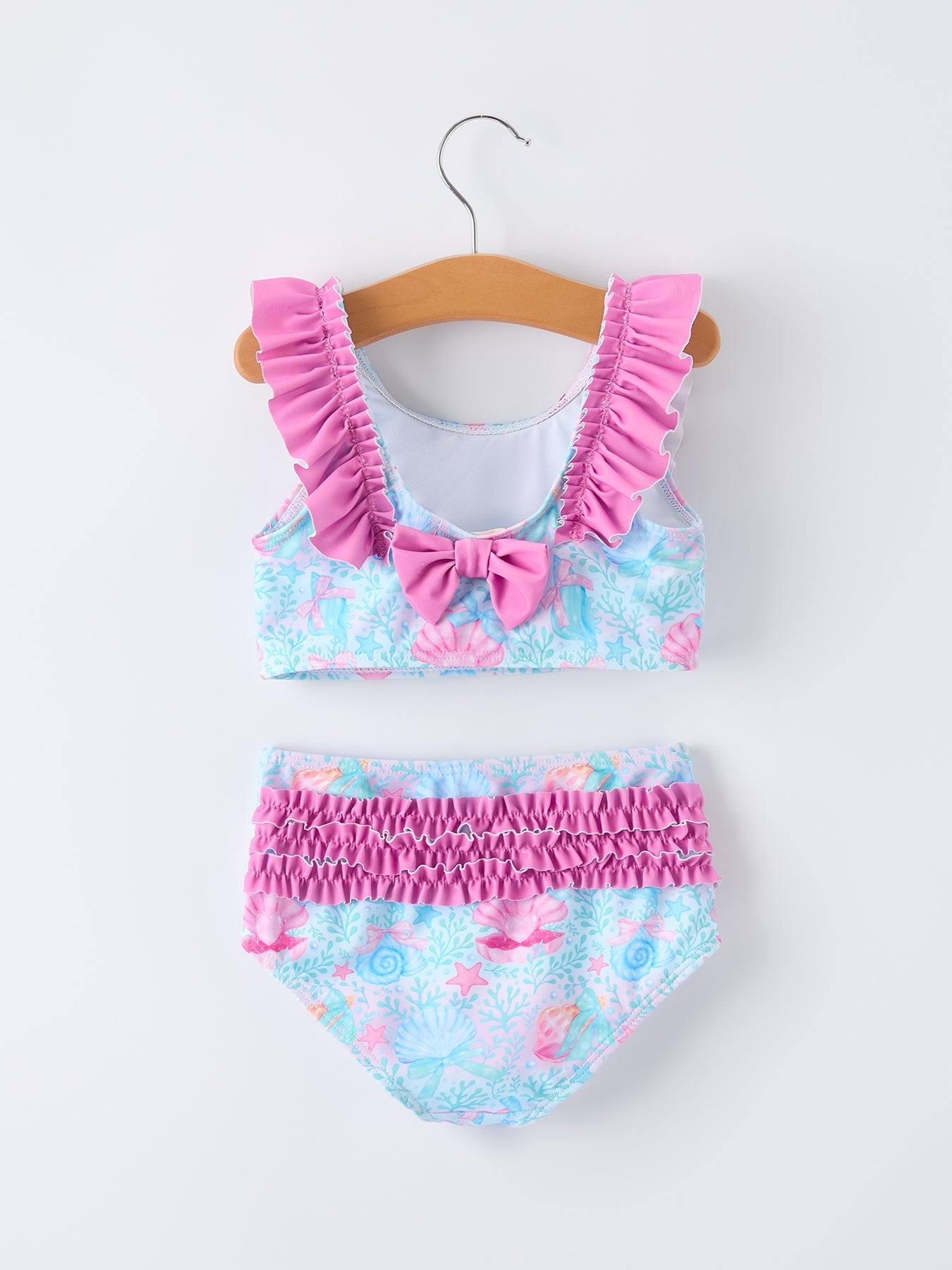 Summer Ocean Print Girls Two Piece Swimsuit