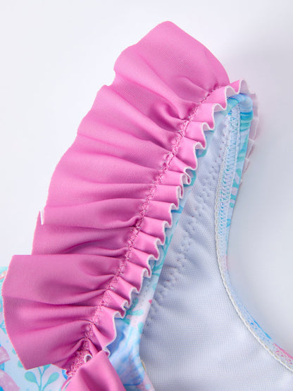 Summer Ocean Print Girls Two Piece Swimsuit