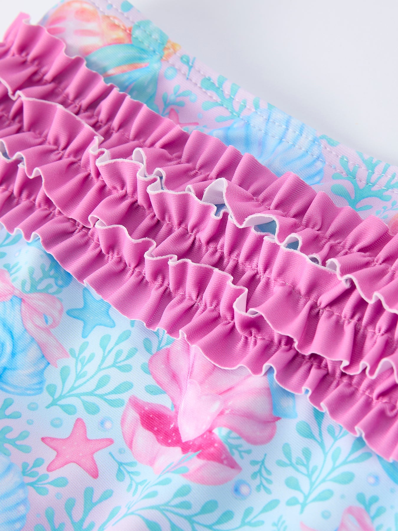 Summer Ocean Print Girls Two Piece Swimsuit