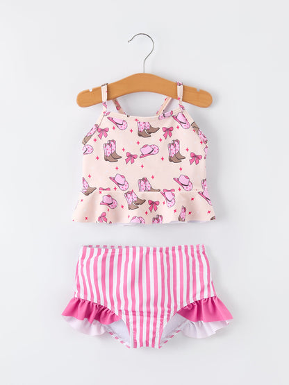Western Girls Two Piece Swimsuit Ruffle