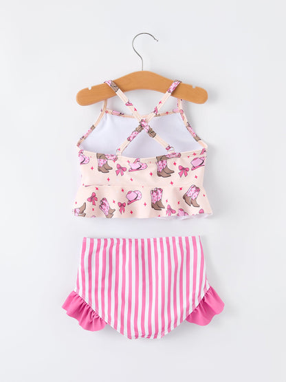 Western Girls Two Piece Swimsuit Ruffle