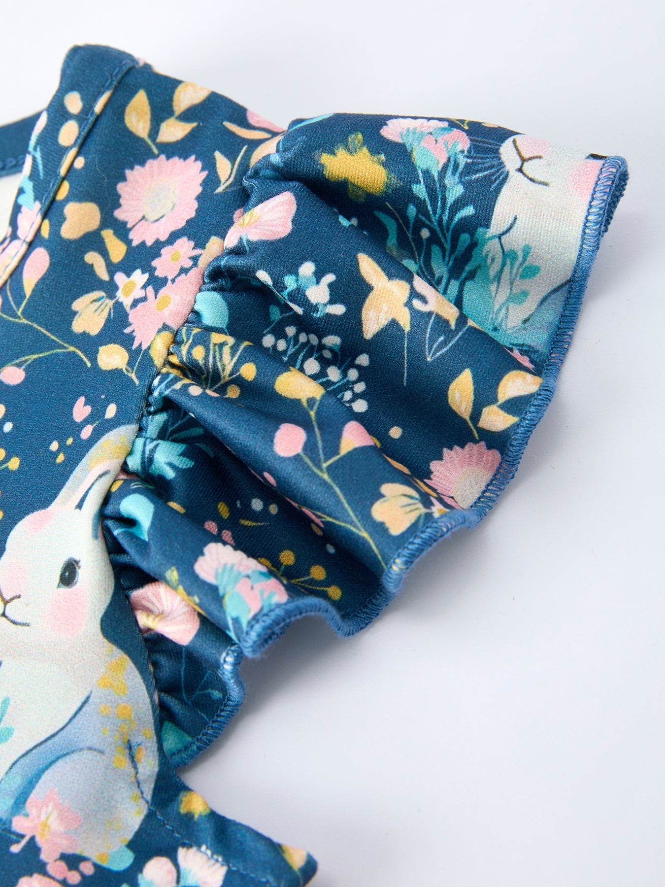 Teal Bunny Garden Tulle Dress Ruffle Sleeve