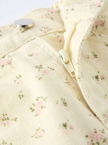 Flower Letter Girl Short Sleeve Top Denim Skirt Set