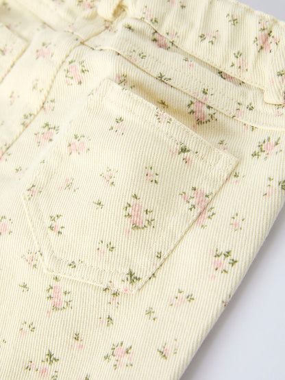 Flower Letter Girl Short Sleeve Top Denim Skirt Set