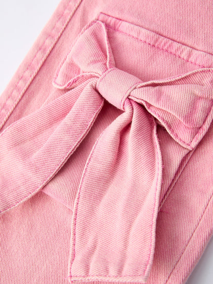 Pink Bow Girls Denim Pants