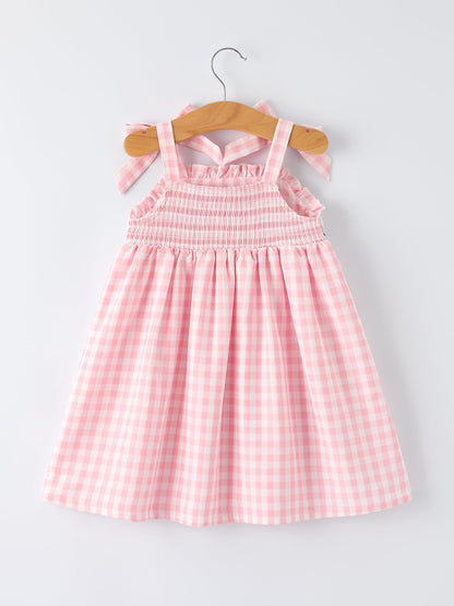 Strawberry Embroidery Girl Dress Bow Strap Ruffle