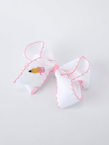Back to School Yellow Pencil Bow Hair Clip 6.25 Inch