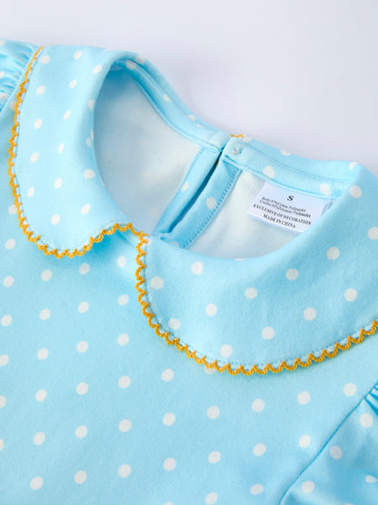 Back to School Polka Dot Girls Dress Pencil Bow Applique