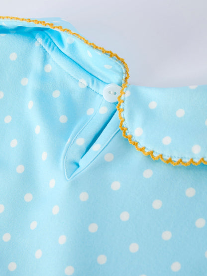 Back to School Polka Dot Girls Dress Pencil Bow Applique