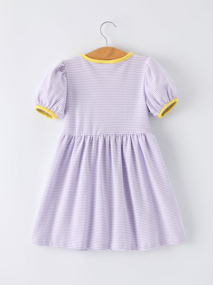 Back to School Bus Applique Ruffle Pocket Girls Dress