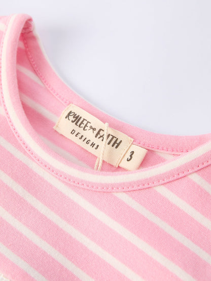 Strawberry Embroidery Pink Stripe Girl Smocked Dress