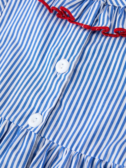 Girls 4th of July Twirl Dress Bow Smocked Embroidery