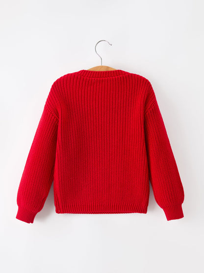 Red Christmas Girls “merry” Pullover Sweater