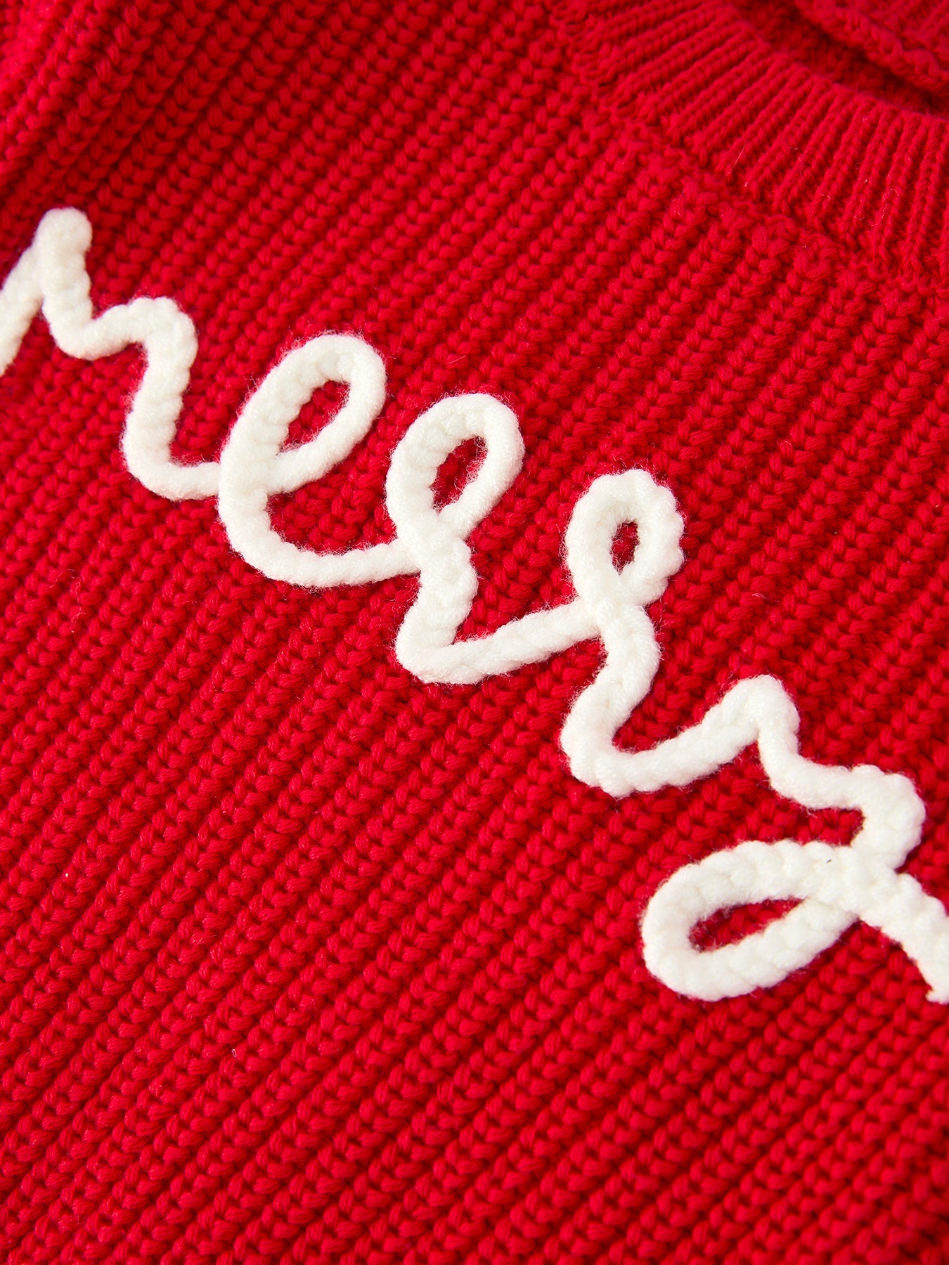 Red Christmas Girls “merry” Knit Baby Romper