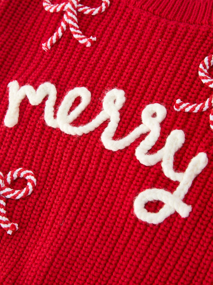 Christmas Candy Cane Merry Knit Baby Romper