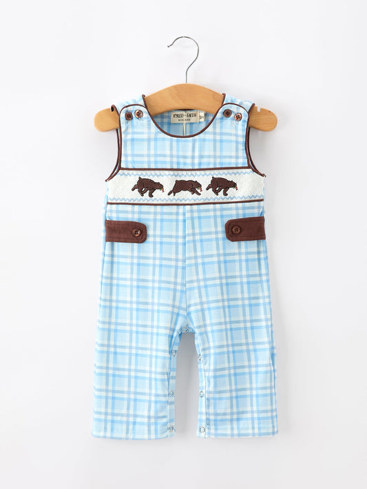 Bear Smocked Plaid Baby Jonjon