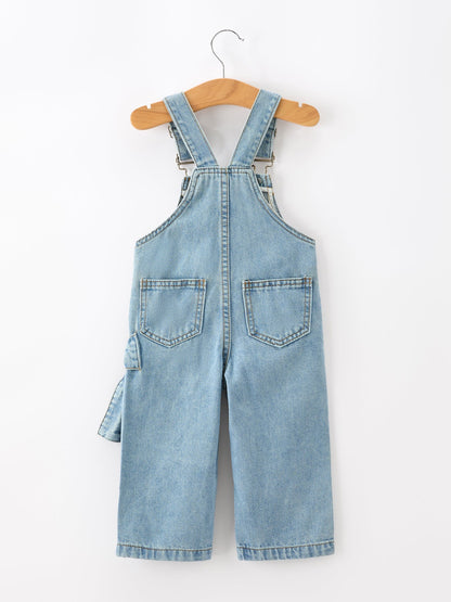Bow Denim Girl Overalls Wide Leg Jumpsuit