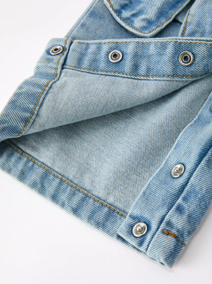 Bow Denim Girl Overalls Wide Leg Jumpsuit
