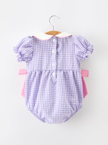Thanksgiving Turkey Smocked Plaid Bow Girls Bubble Romper