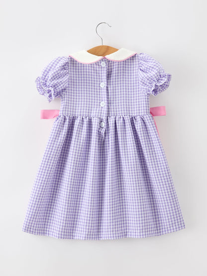 Thanksgiving Turkey Smocked Plaid Bow Girls Dress