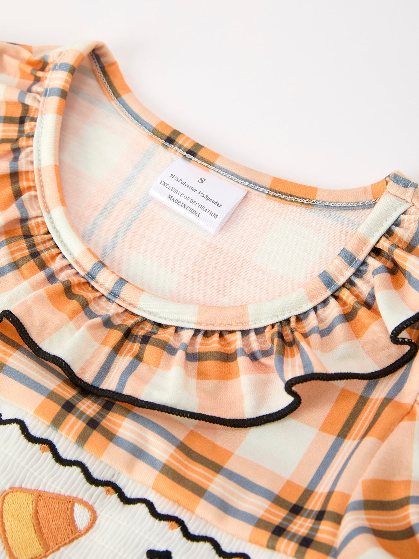 Halloween Plaid Smocked Girls Dress