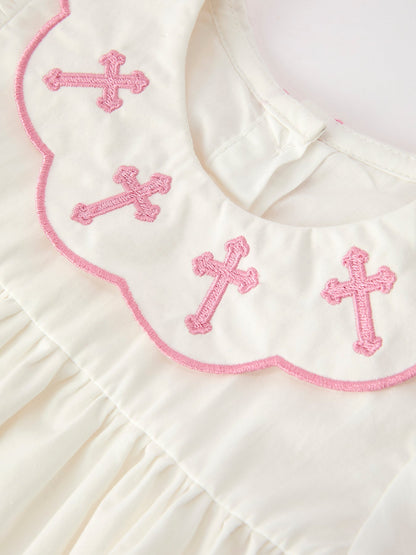 Church Christ Pink Cross Bishop Christening Girls Bloomer Set