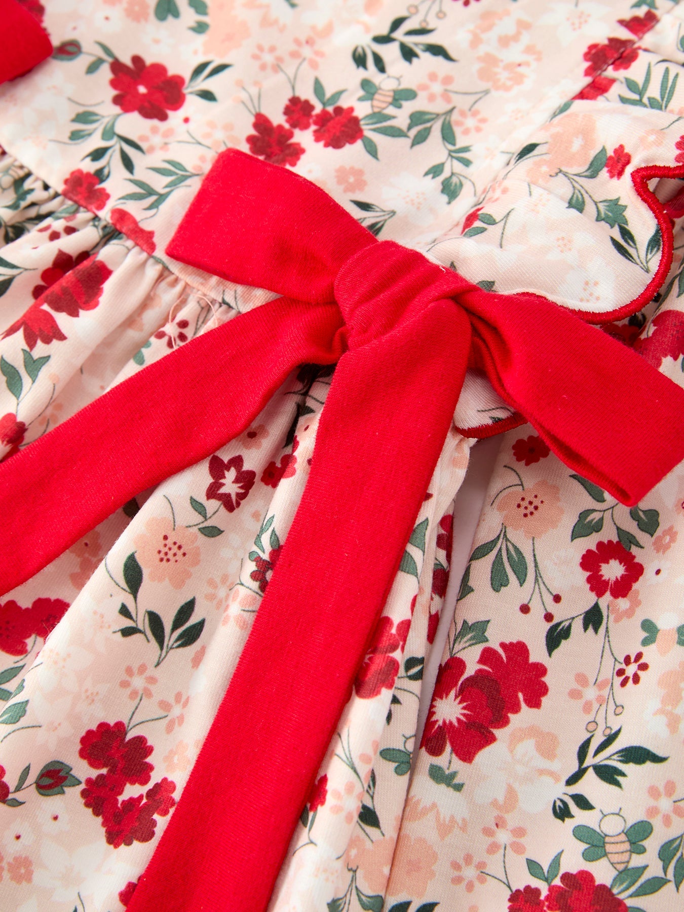 Fall Floral Bow Girls Twirl Dress