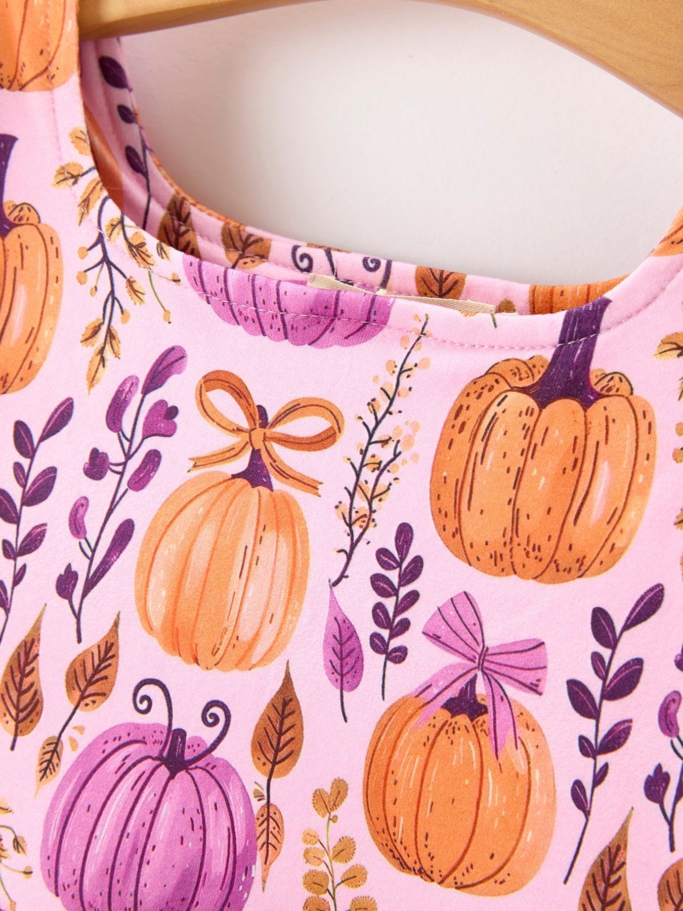 Thanksgiving Halloween Pumpkin Bow Ruffled Girls Dress