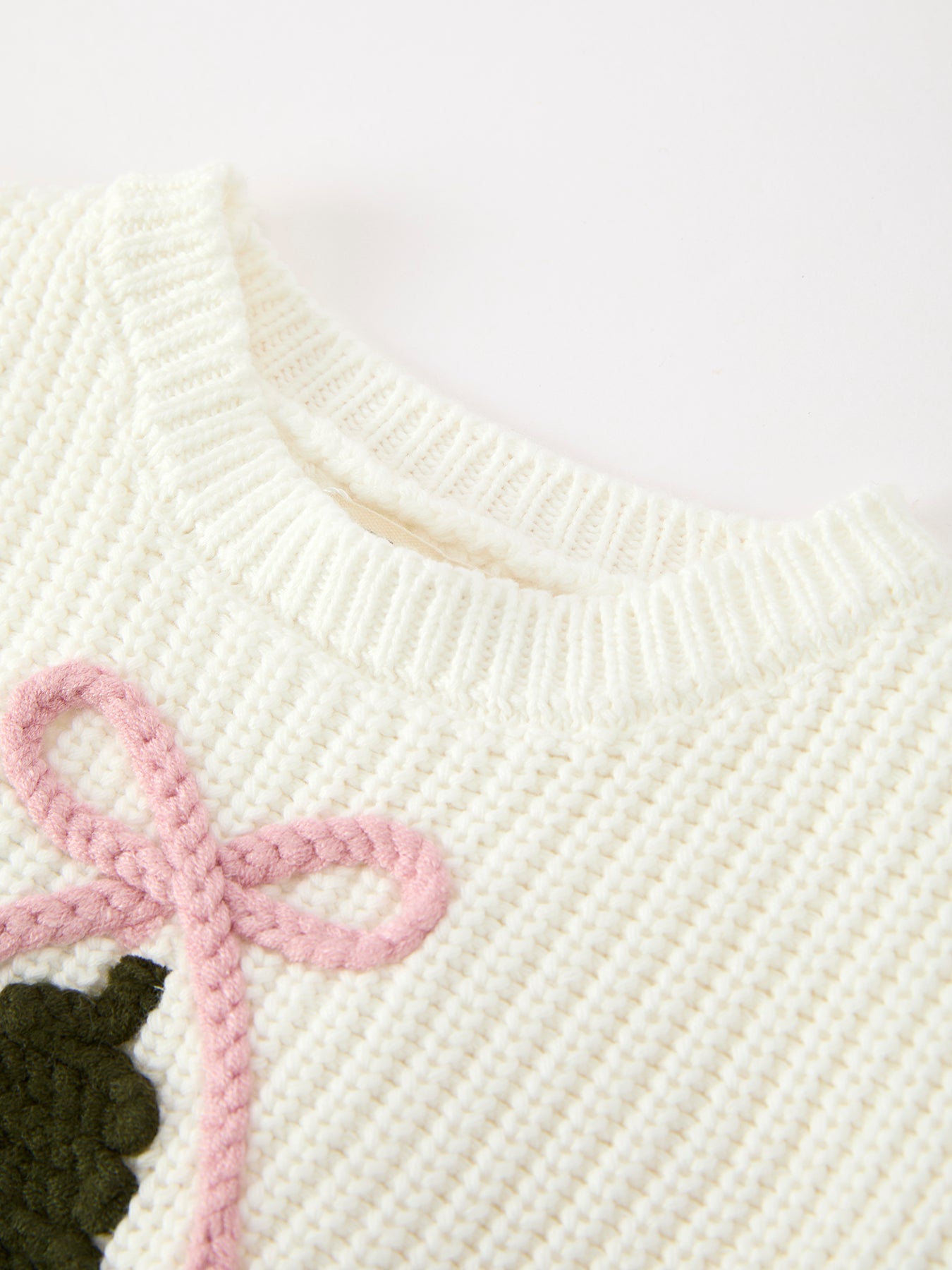 Winter Christmas Tree Girls Knit Romper Bow Long Sleeve