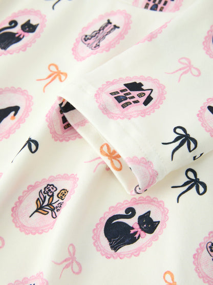 Halloween Vintage Cameo Print Girls Twirl Dress