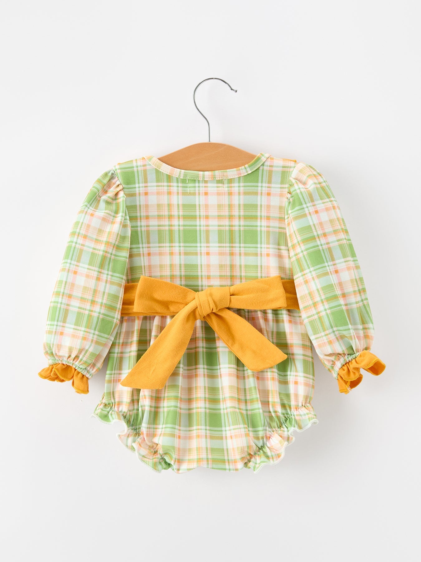 Thanksgiving Turkey Plaid Baby Girl Bubble Romper