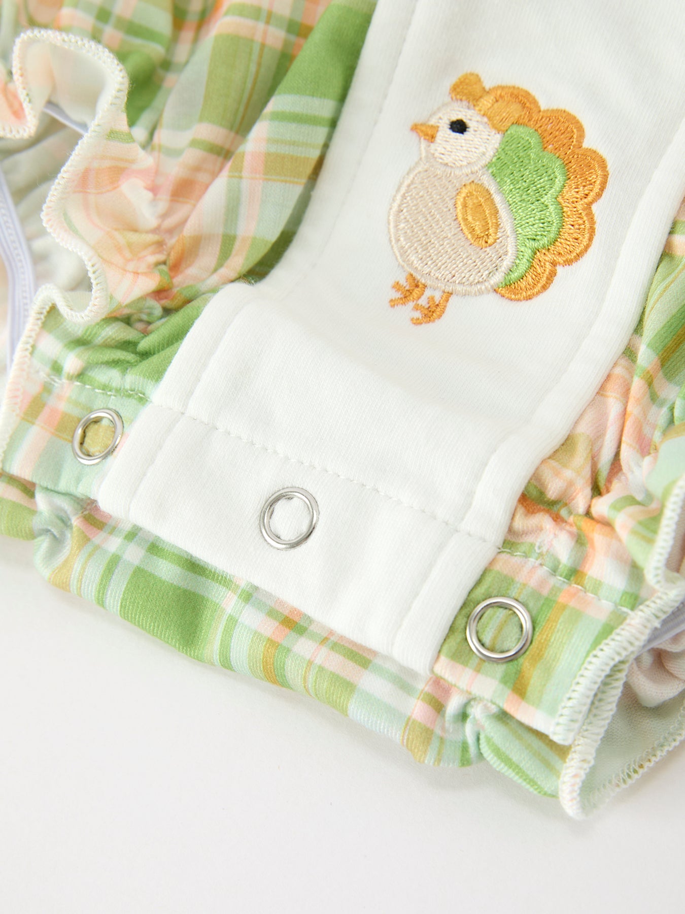 Thanksgiving Turkey Plaid Baby Girl Bubble Romper