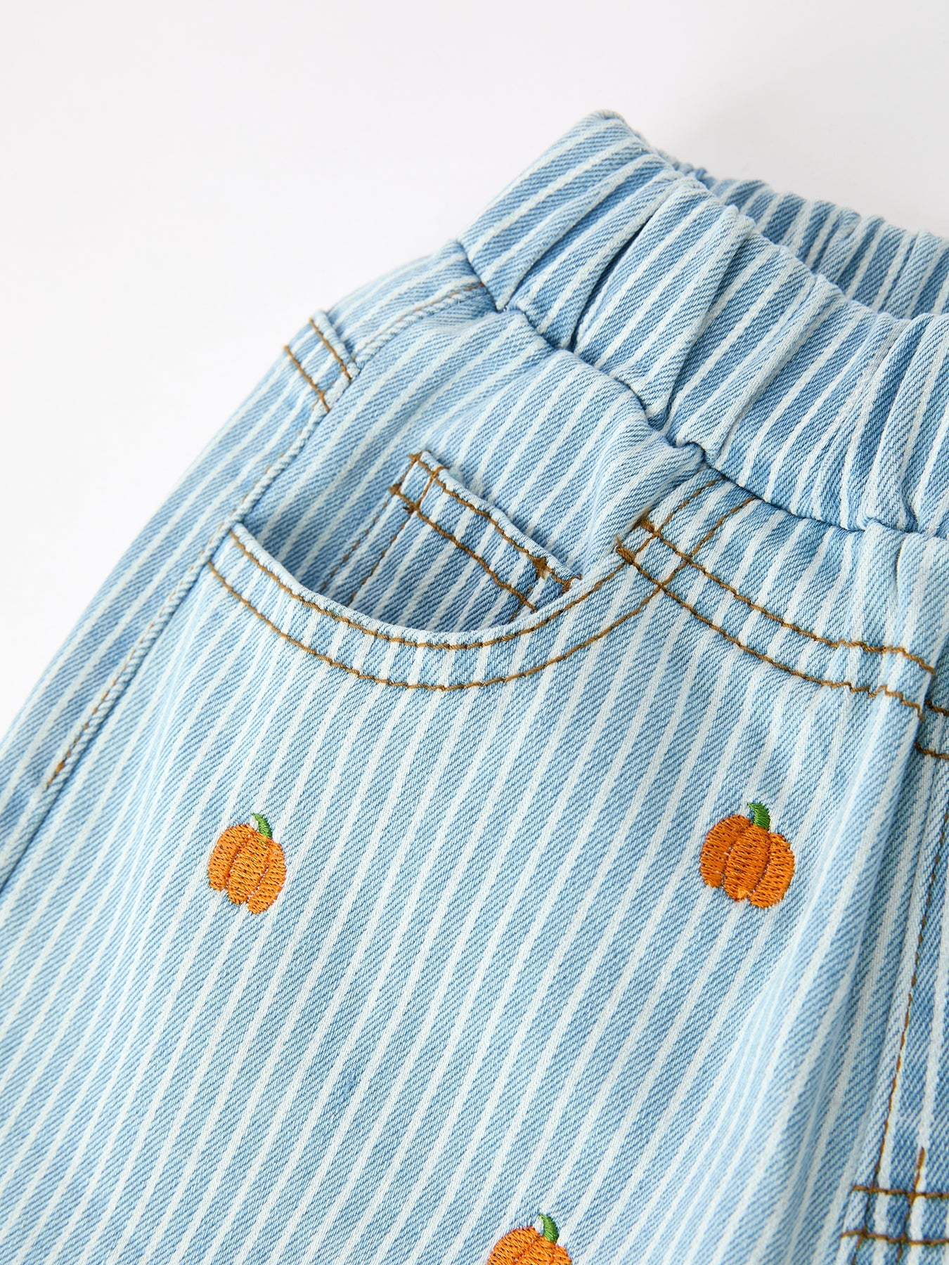 Halloween Thanksgiving Pumpkin Embroidered Girls Flare Pants