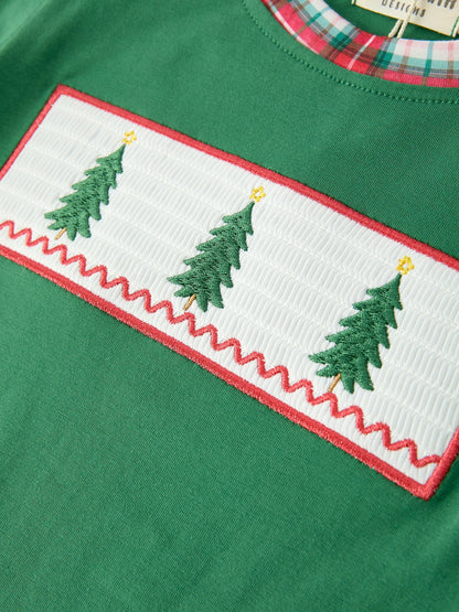 Christmas Tree Plaid Boys Set Long Sleeve Top Pants