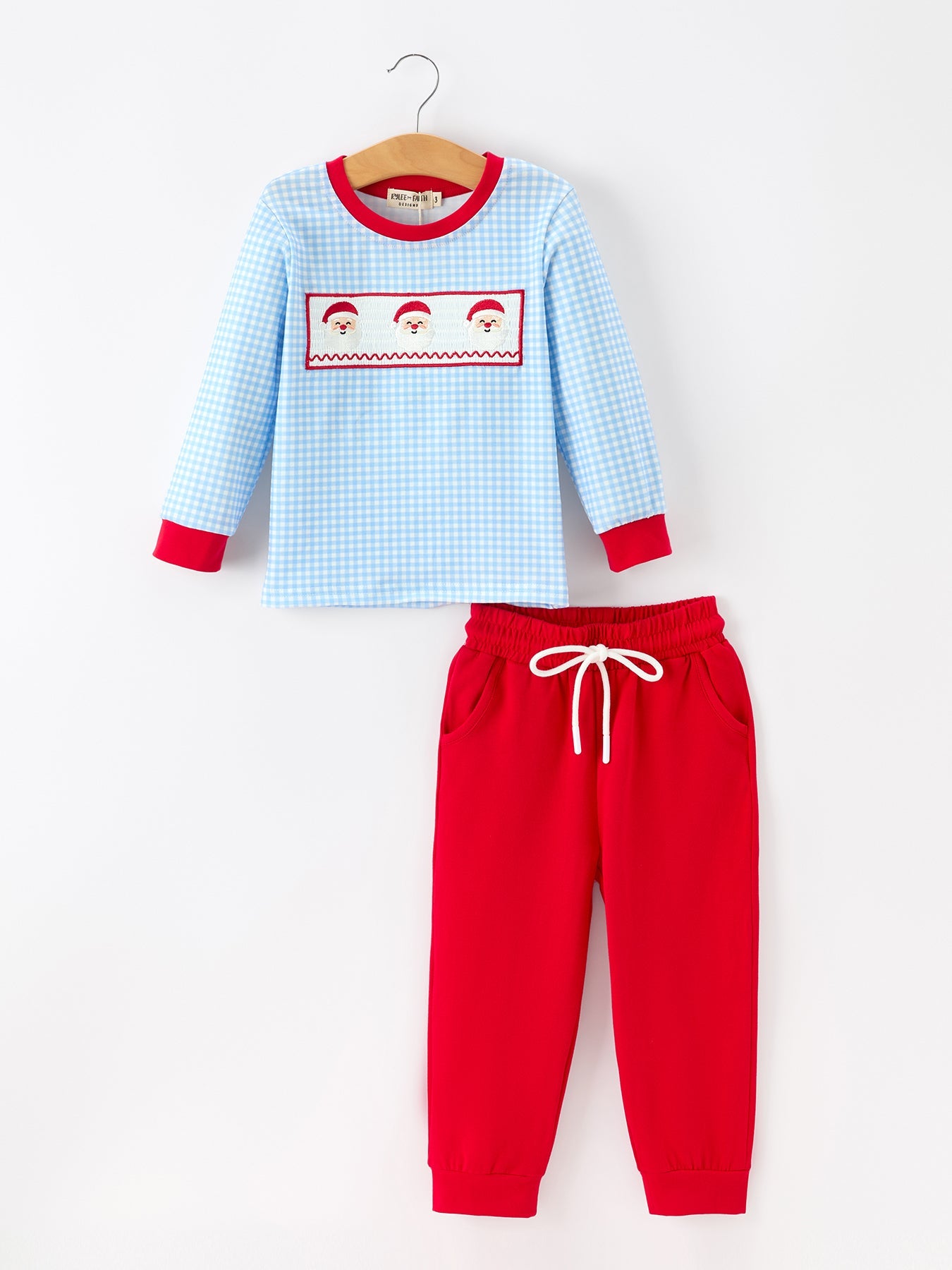 Christmas Santa Smocked Embroidered Boys Pant Set