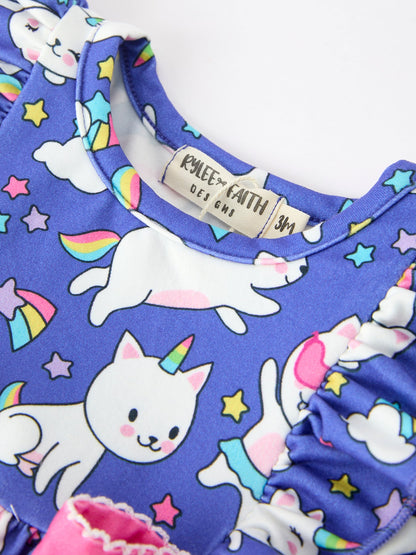 Halloween Ghost Cat Print Girls Long Sleeve Romper