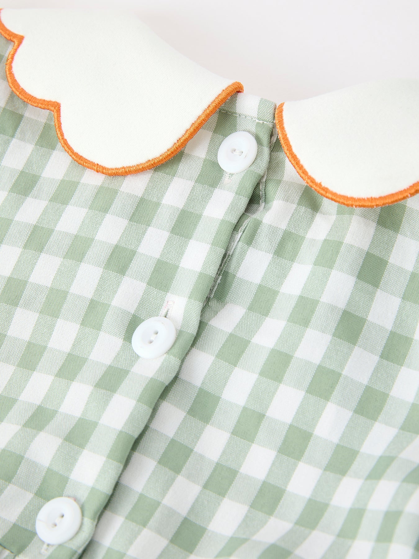 Fall Plaid Girls Dress Pumpkin Bow Smocked Peter Pan Collar