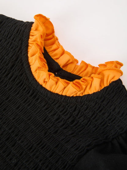 Girls Halloween Dog Pumpkin Black Bloomers Set