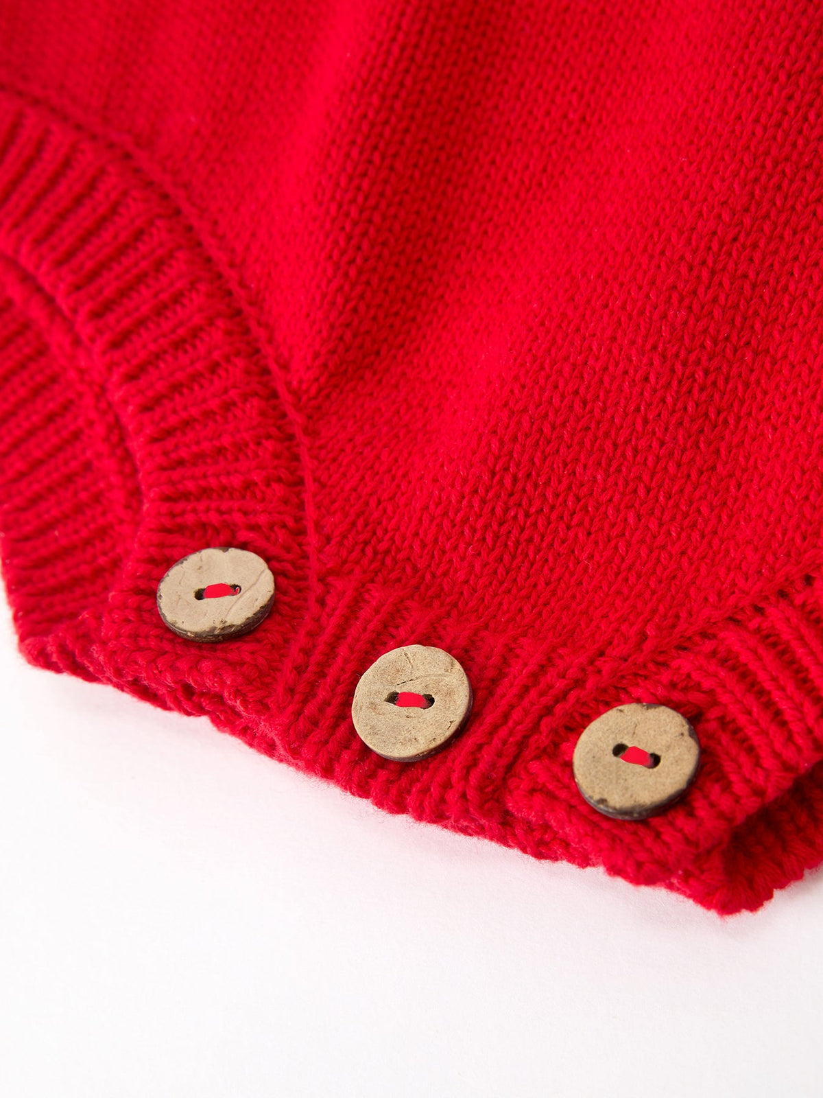 Baby Girls Christmas Red Knit Tree Appliqué Romper
